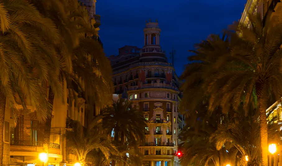 Downtown Valencia at night