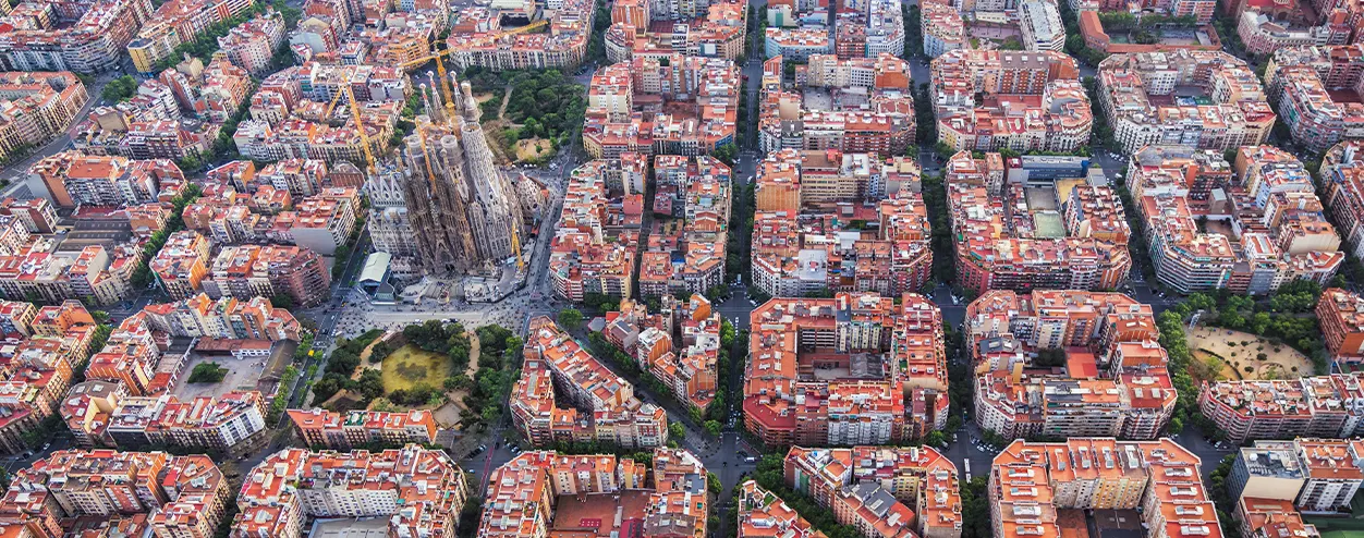 Aerial view of Barcelona Eixample