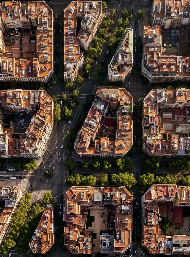 Aerial view of Barcelona Eixample