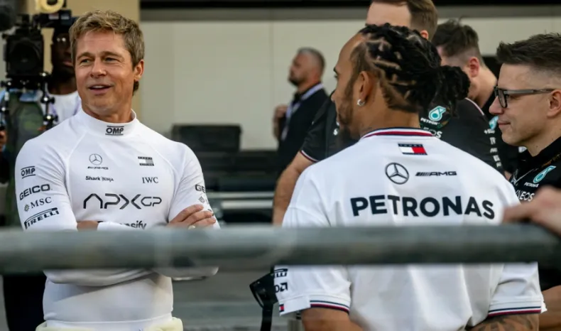 Brad Pitt during 'F1' movie filming