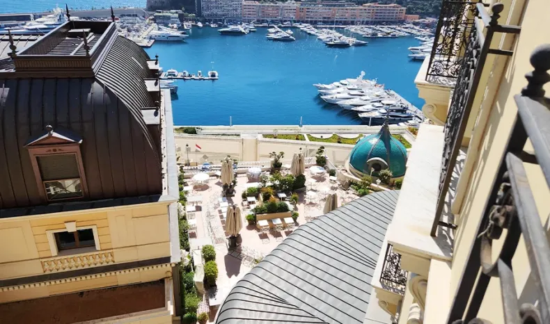 View of Port Hercule from Hotel Room Balcony