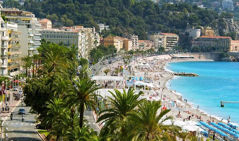 Promenade des Anglais with palm trees