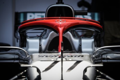 Mercedes F1 Car with red halo 